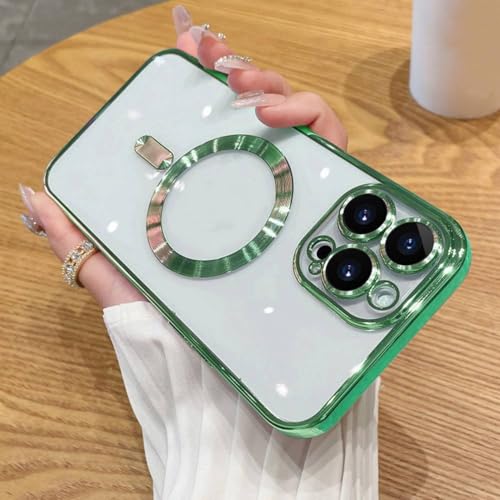 Chargement sans fil magnétique étui iPhone 14 13 12 11 Pro Max silicone souple vert
