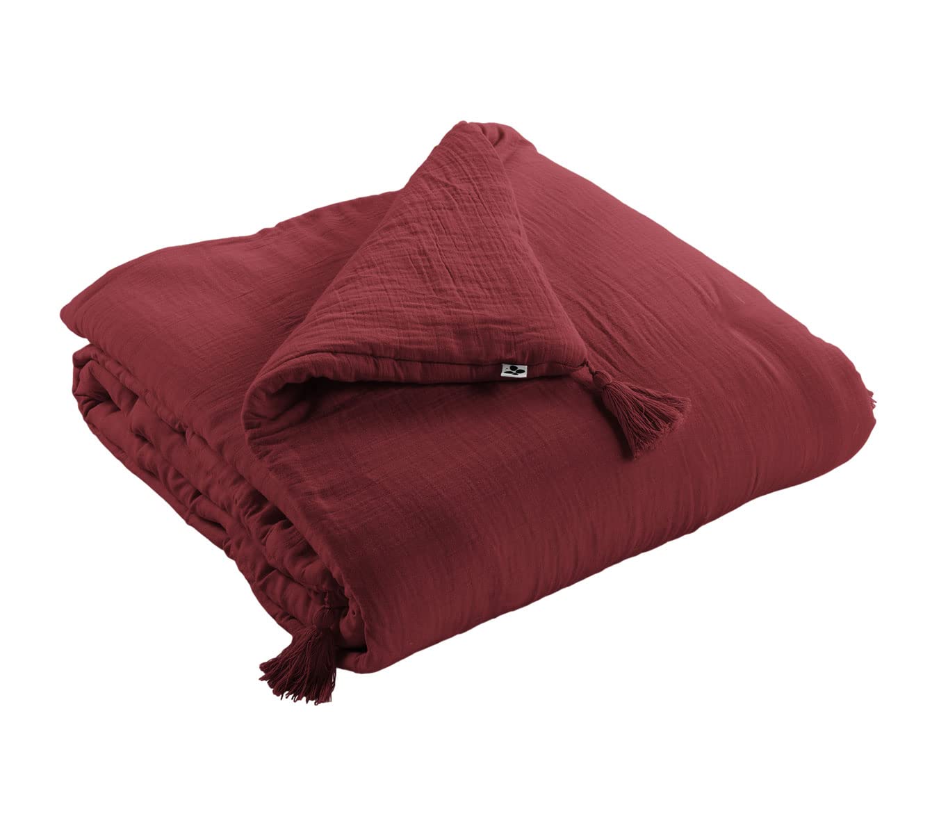 Edredon - Doppia garza di cotone lusso, 150 x 150 cm, colore: bordeaux