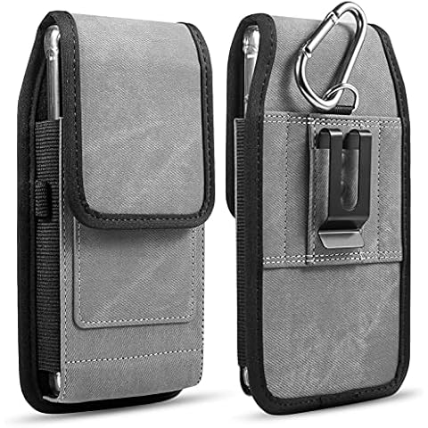 PU Leather Cell Phone Belt Clip Holster with Card Slot Compatible for Galaxy S21 Ultra A02s A12 A21s A32 A42 A52 iPhone 13 12 Pro Max Moto G Power One 5G Ace Pixel 6 Pro TCL 10 SE OnePlus 9 Pro (XL) Cover