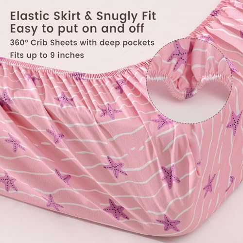 Image of david's kids 3 Pack Mini Crib Sheets, Soft Breathable Premium Pack N Play Sheets for Baby Boys Girls Neutral, Playard and Mini Crib Mattresses, Beach