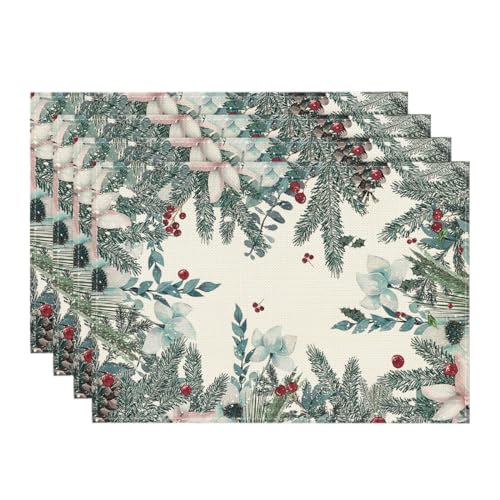 Artoid Mode Holly Eukalyptus Mistletoe Weihnachten Platzsets 4er Set,...