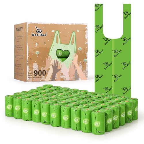 Image of Dog Poop Bags with Handles Scented 60 Rolls 900 Counts Leak Proof and Extra Thick Waste Bags for Walking Small Medium Dogs Cats Litter