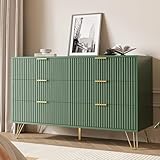 MAISONARIA Green Dresser for Bedroom, Modern Dresser with Gold Metal Handles & Chests of Drawers, Wood Chest of Drawers for Bedroom