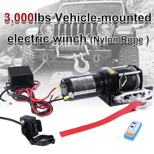 Winch eléctrico ATV/UTV con cuerda sintética 3000LB 12V 30 pies miniatura 2