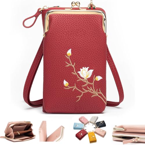 Women Sling Cross-Body Wallet with Mobile Cell Phone Holder,Cellphone Crossbody Purse,Crossbody Bags for Women Travel