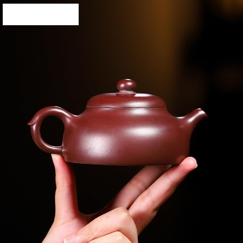Tetera hecha a mano de 230 ml de arcilla morada, tetera hecha a mano, mineral crudo, berenjena, zisha, té para preparar té de hojas