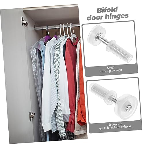 4Pcs Bifold Door Hardware Hinges for Closet Door Repair | Stainless Steel and Plastic Parts, Upper Swivel Kit, Smooth Opening and Closing, White Finish miniatura 5