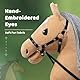 BEJOY Steckenpferd Spielzeug Pferd, Hobby Horse Holzpferd Plüschpferd zum Reiten für Kinder mit Halfter und Trense, Khaki