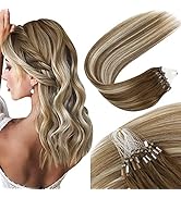Sunny Micro Beads Hair Extensions Human Hair Balayage Brown Micro Loop Hair Extensions Medium Bro...