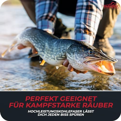 Paradox Fishing Angelruten Set zum Spinnfischen 2,1m Wg. 10-30g I Teleskop-Rute mit Rolle, Ködern, Angelzubehör und Angel-Tasche I Angel Set – Angel-Set komplett