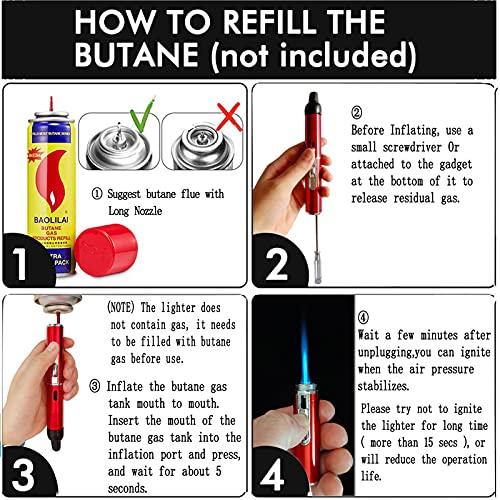 Encendedores de Soplete Recargables Butano Pack 2 Rojo miniatura 5