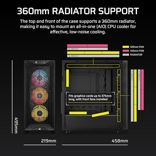 Image of CORSAIR 3200D RS ARGB Mid-Tower PC Case - 3X RS120 ARGB PWM Fans Included, GPU Anti-sag Stabilization Arm, ASUS BTF, MSI Project Zero, Gigabyte Project Stealth - Smoke