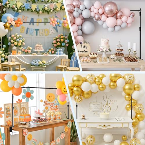 EMART Telescopic Over The Table Top Rod Stand with Clamps 70'' Tall 94" Length Adjustable Overhead Decor Arch Bar, Tabletop Decoration Pole for Hanging Balloon Flower Garland Display Banner Backdroop by EMART - Used condition - Image 8