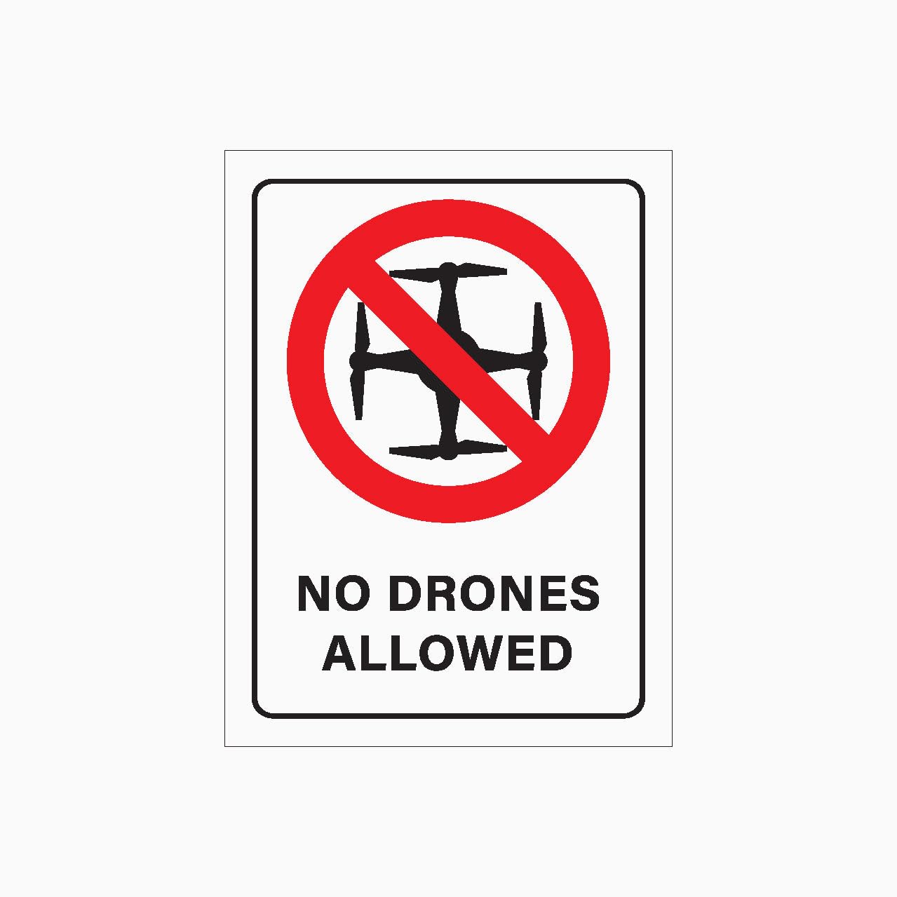 NO DRONES ALLOWED Sign, 12x8 Metal Tin Sign, drone flight ban in public and industrial areas.