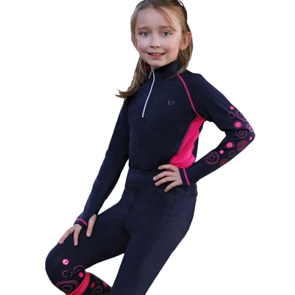 HY DynaMizs Ecliptic Pantaloni da Equitazione Bambini (7-8 Anni) (Rosso, Blu Navy)
