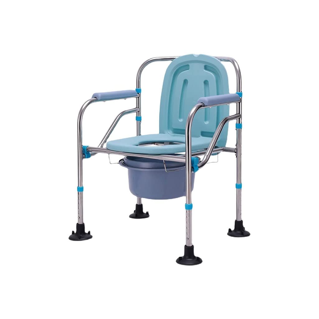 Gthtuhfd A Foldable Commode/Shower Chair Stainless Steel Bedside Commode Chair,Portable Folding Shower Chair With Removable Toilet Bowl,Non-Slip,Height Djustable,330 Lbs Toilet Lternative Chair