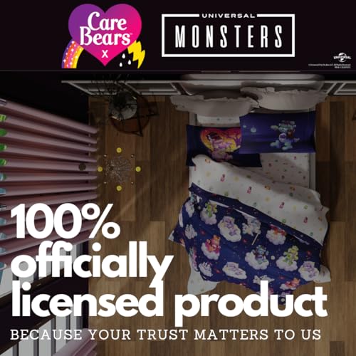 Image of Care Bears x Universal Monsters Halloween Bedding 5 Piece Super Soft Cozy Reversible Comforter and Sheet Set with Sham, Twin, (Officially Licensed Product) By Franco