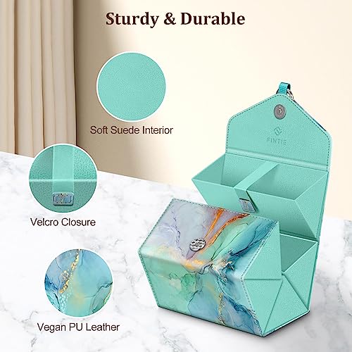 Image of Fintie Sunglasses Organizer Travel Case, 5 Slot Foldable Eyeglasses Holder Box Eyewear Storage, Emerald Marble