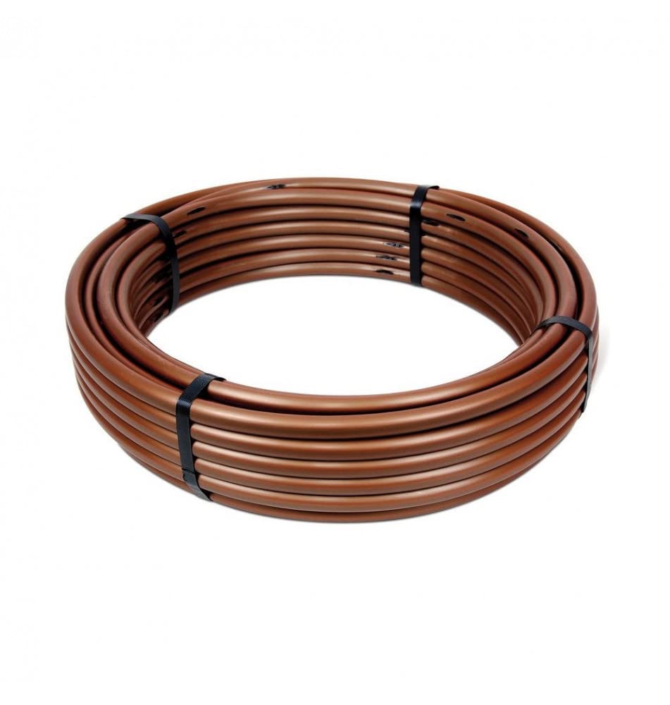 Tropfrohr 16mm Druckkompensiert - 33cm Tropferabstand - Perlschlauch Tropfschlauch - 25m bis 100m in Schwarz und Braun (100m, Braun)