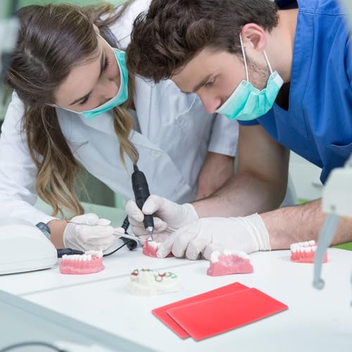 Image of Dental Base Plate Wax, Gum Base Plate Casting Dental Wax Sheets Red Dental Care Wax Auxiliary Material for Dentures Dental Waxing Instruments Utility Bite Wax Dentist Lab Supply 10Pcs(2.0mm)