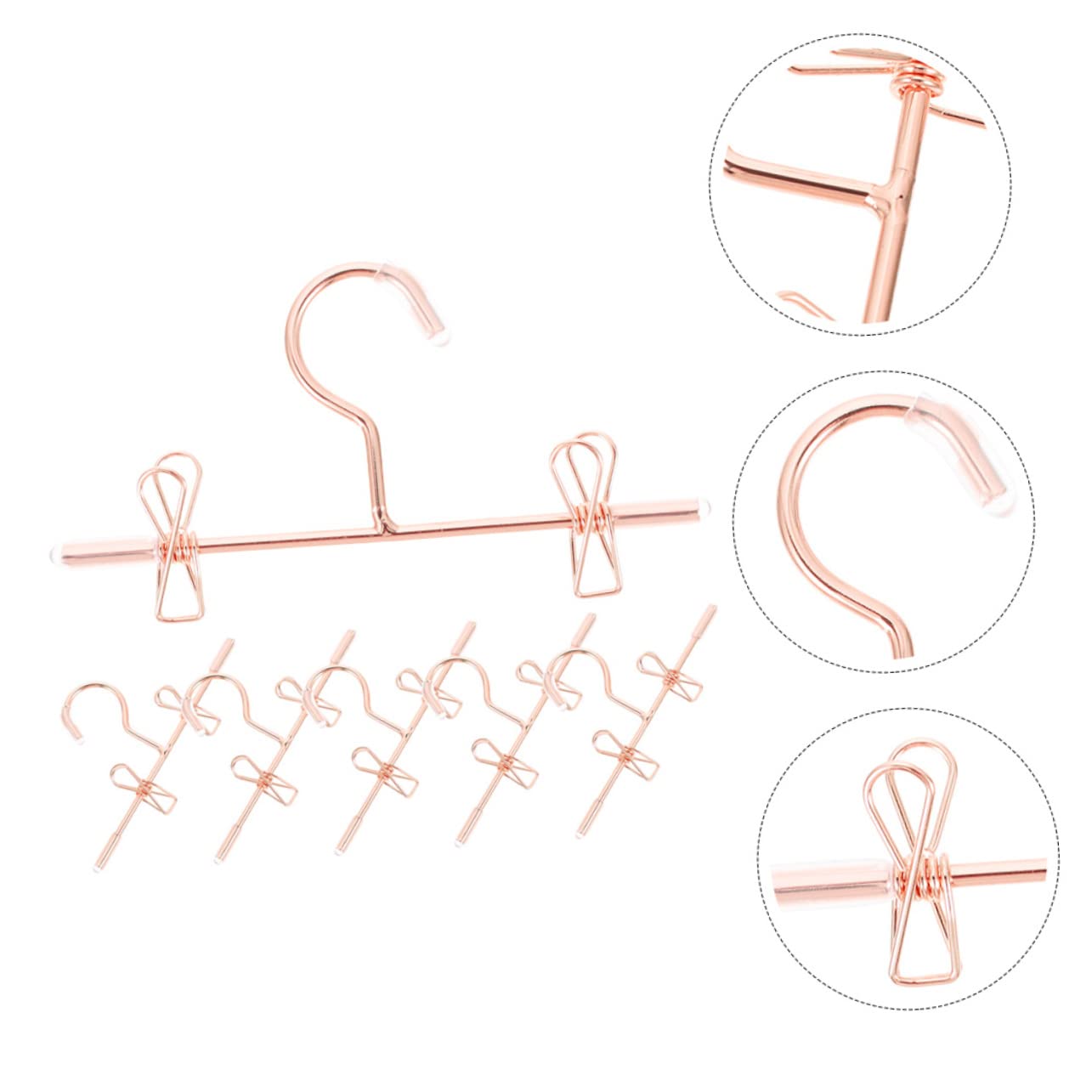 ABOOFAN Mini Perchas para Ropa De Muñecas Organizador De Ropa Miniatura Hangers Metálicos De Rosa Dorado para Muñecas Y Accesorios 6 Piezas X 5