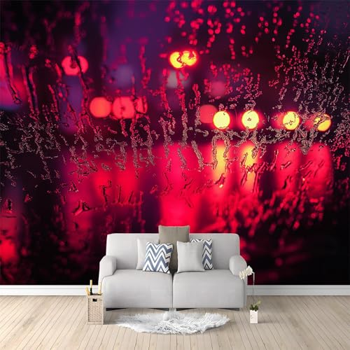 Papel pintado mural Reflejo en vidrio rojo papel pintado no tejido Rojo Adecuado para habitación infantil, salón y dormitorio 250 x 175 cm papel pintado mural