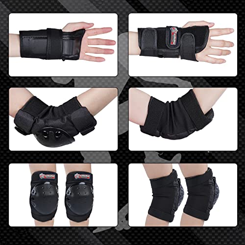 Haomaomao Kids/Adult Knee Pads Elbow Pads Wrist Guards 6 In 1 Gear Set For 3 Years Or More Adult/Child Roller Skates, Cycling, Bmx Bike,Skateboard, Inline Skating And Extreme Sports Protection #TOP4