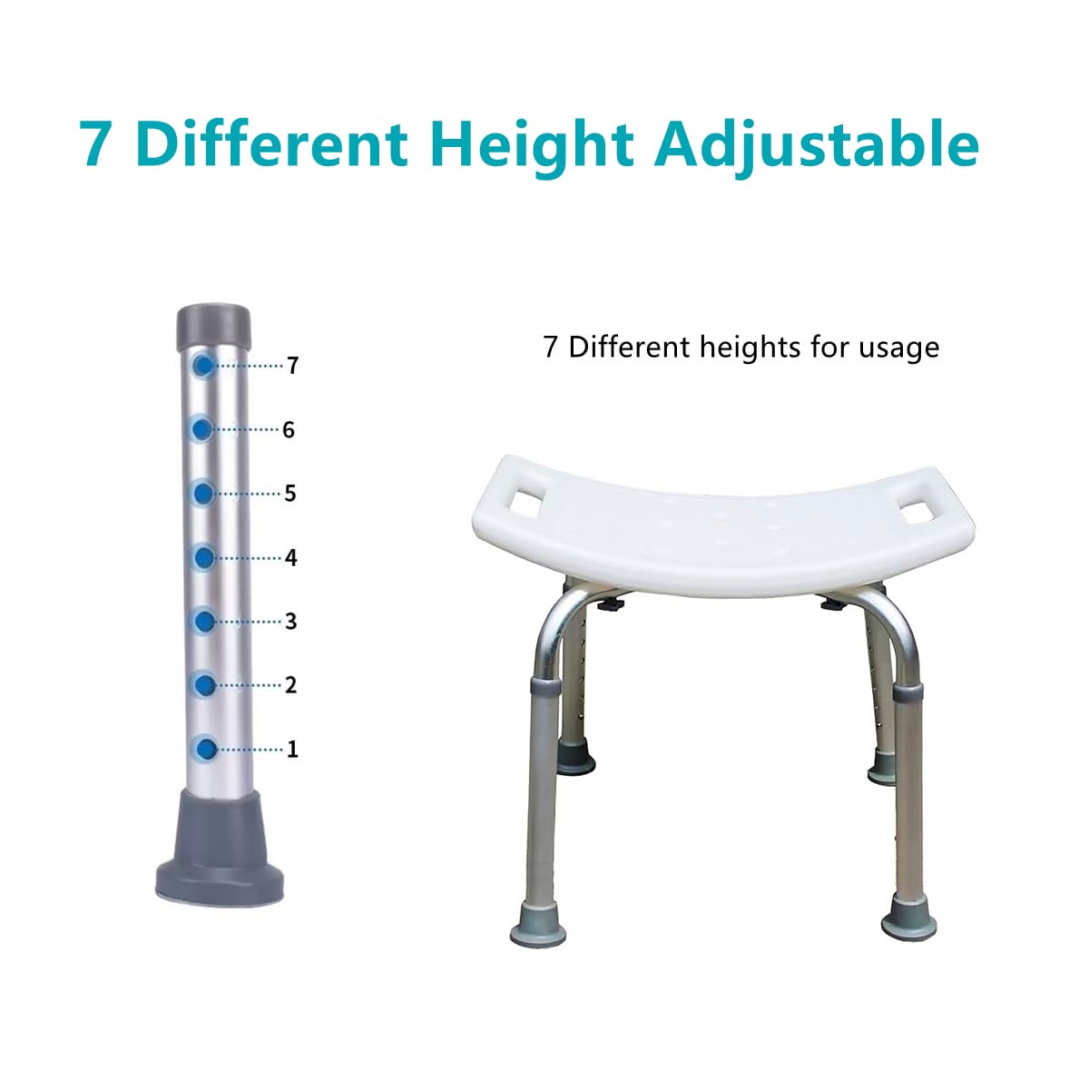 Asiento de seguridad para bañera y ducha con un cepillo de baño, banco ajustable y antideslizante, taburete de bañera para ancianos o personas mayores (silla de ducha sin respaldo y cepillo)