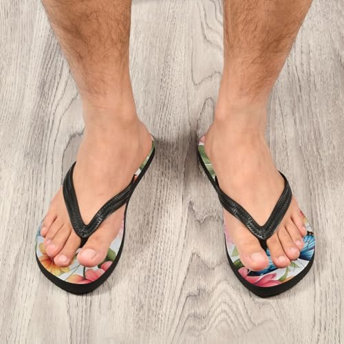 Blue Butterfly Flower Men's & Women's Classical Beach Rubber Sandal Flip Flop Comfortable Slipper 214B26084