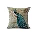 Produktbild Hengjiang Kissenbezug, 45 x 45 cm, Retro-Stil, Pfauenmuster, grau, beige, Baumwolle, Leinen, Kissenbezug für Sofa, Zuhause, Geschäft, Bar, Club, Auto, Katze, Hund, Bett, Dekoration, MY-A1090-01 (#04)