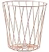 Renquen Cubo de basura hueco de alambre redondo moderno de metal, cesta de almacenamiento, cesta de basura, color rosa claro, 25,5 x 25,5 x 18 cm