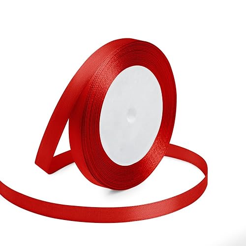 KMER LIFE 3/8 Inches x 25 Yards Red Satin Ribbon