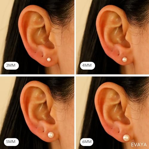14k Gold Pearl Stud Earrings for Women (3mm-6mm Diameter) - Freshwater Pearl, Real Solid 14k Gold, Secure Screw Back Design2