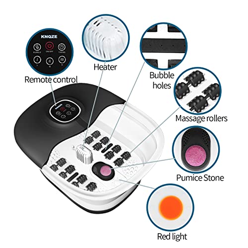 Collapsible Foot Spa Bath With Heat, Remote Control, Temperature Control, Bubbles, Pumice Stone, Red Light, Timer, 16 Massage Roller Pedicure Foot Spa Tub Foot Soaker For Soothe & Relax Tired Feet #TOP3