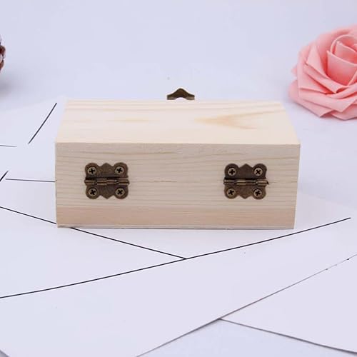 Miniatura 6 de Ipetboom Caja de ahorros Caja de madera para ceremonias de boda, caja de embalaje Caja de embalaje de madera sin terminar, cofre del tesoro para