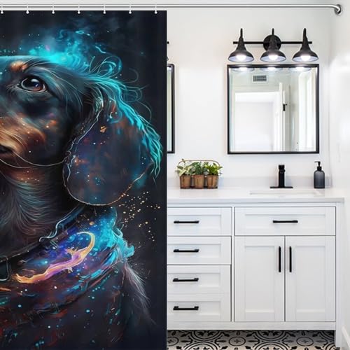 Rideau de douche Teckel imperméable en polyester lavable pour baignoire 168x183 cm - 5