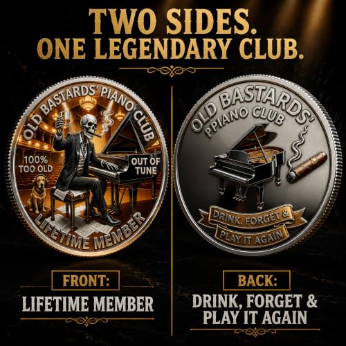 Old Bastards’ Piano Club Challenge Coin, Funny Piano Player Gift for Men, Music Lover Keepsake Coin, Novelty Commemorative Coin for Pianists, Musicians, Friends & Collectors, 1PCS - Image 2