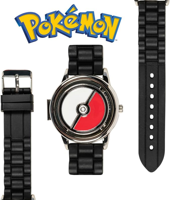 Pokémon Spinner Top Analog Watch for Kids – Features Iconic Poké Ball Spinner, Silver Metal Case, Comfortable Silicone Strap, and Pikachu Dial Art, Perfect for Pokémon Fans and Collectors image 4 of 10 B076ZHVCJN