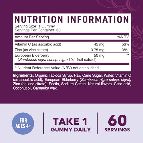 Elderberry Gummies for Kids 50mg with Vitamin C & Zinc for Healthy Immune Support | Raspberry Flavour | Designed for Ultimate Health & Wellness | Gluten-Free, Non-GMO & Natural Flavours | 60 Gummies - Image 5