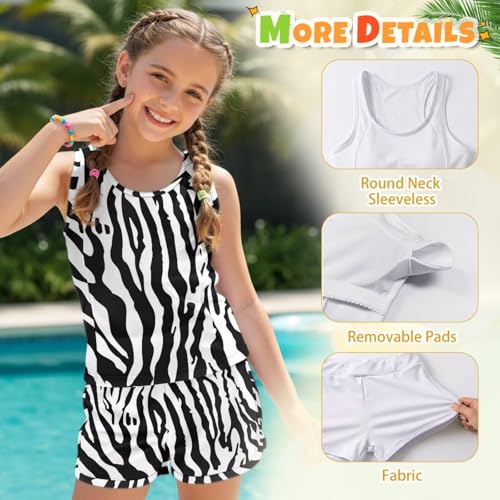 Tankini para niñas ideal para vacaciones de playa bañador cómodo de cebra 12-13 años 4