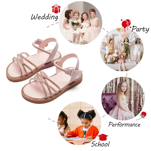 Image of PHIRAMIN Toddler Flower Girl Sandals - Girl Dress Shoes Toddler Little Kid Wedding Party