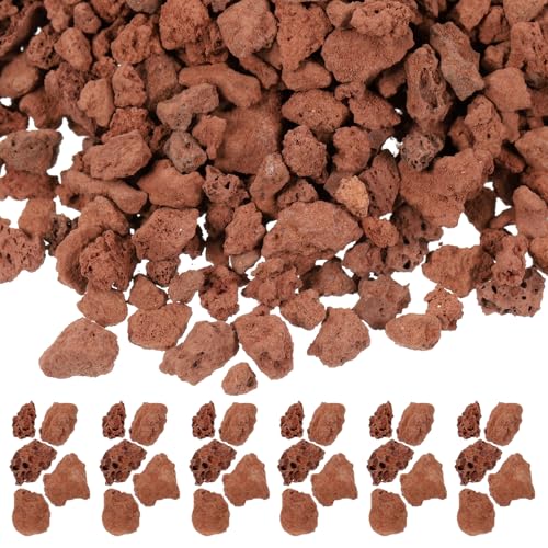 SEWACC Piedras Decorativas Naturales Volcánicas Rojas 3-6 MM para Acuarios y Micropaisajes Bolsa de 60 G Guijarros para Decoración de Peceras y Jardines Kit de Piedras Pequeñas para