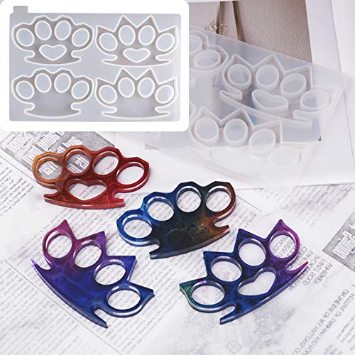 Topaty Brass Knuckles Self Defense Silicone Mold Reusable DIY Craft Epoxy Resin Mold for Handmade Products - Thumbnail 7