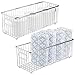 mDesign Set da 2 Cesti portaoggetti extra lunghi in metallo – Organizer versatile con manici – Contenitori universali ideali per cucina o bagno – argento