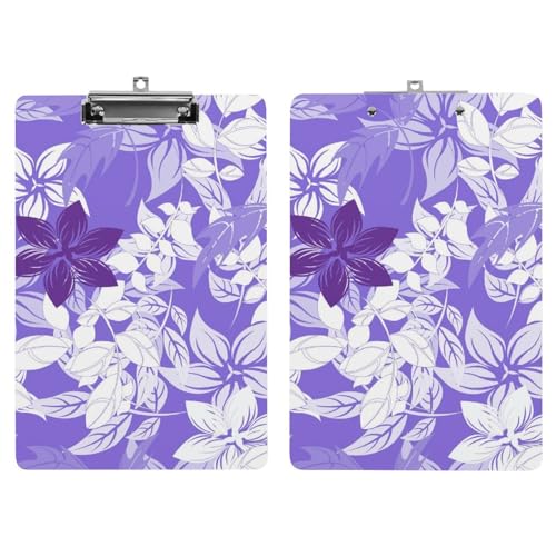 Planchettes à pince porte document avec clip à profil bas A4 fleur violette