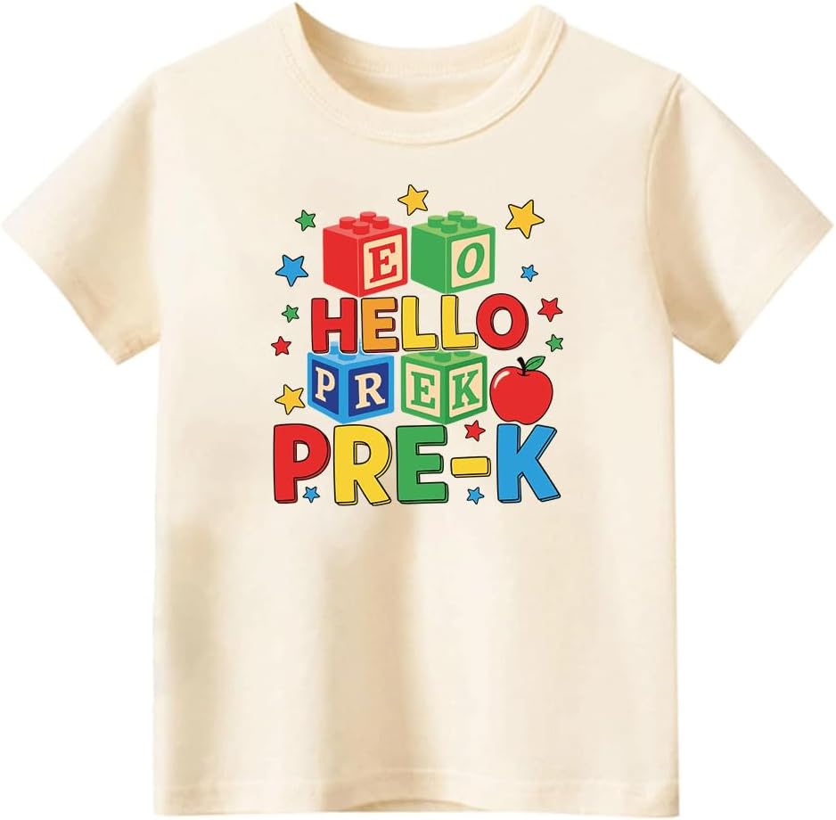 Pre K Shirts for Girls Boys Toddler First Day of Pre K Shirts Kids Preschool Kindergarten Tee 3T-6T