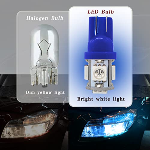 Rboko 10Pcs 194 Led Light Bulb 6000K Wedge T10 Led Bulb 5Smd 5050 Chips, 168 T10 2825 5Smd Dc 12V Replacement Bulbs For Car Dome Map Door Courtesy License Plate Lights (Blue) #TOP3