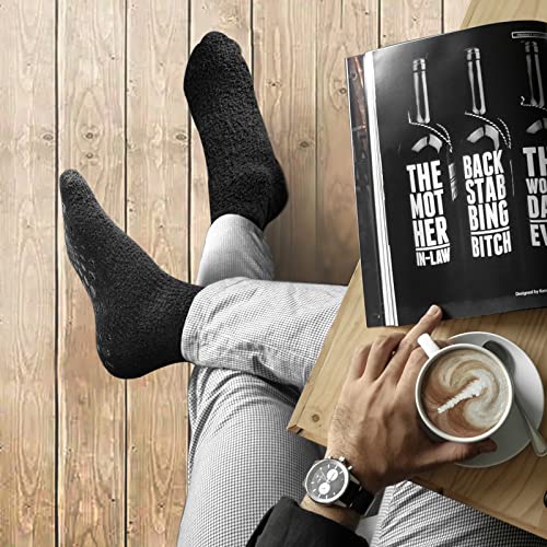 NOVAYARD Non Slip Fuzzy Grippy Sock Warm Fluffy Cozy Fleece Slipper Winter Hospital Socks for Men Women 4 Pairs2