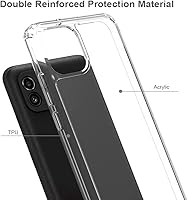 Vista 5 de Funda rígida para Samsung Galaxy A04E, transparente, delgada, rígida, híbrida, a prueba de golpes, con protector de pantalla de vidrio templado