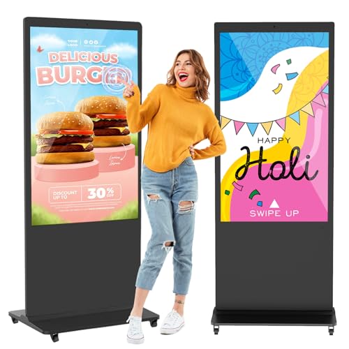 Image of 55 inch 4K Touchscreen Digital Signage Kiosk IPS LCD Display Floor Standing Digital Kiosks Interactive Ad Player with WiFi /HDMI /USB Input Android 11 System Advertising Media Player